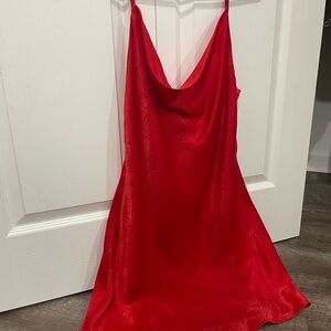 Red Satin Slip Dress